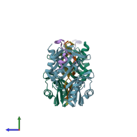 PDB entry 4f02 coloured by chain, side view.