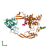 PDB entry 4f0a coloured by chain, front view.