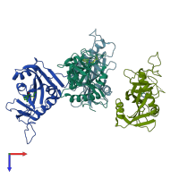PDB entry 4f0e coloured by chain, top view.