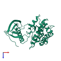 PDB entry 4f0g coloured by chain, top view.