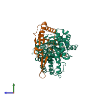 PDB entry 4f0h coloured by chain, side view.