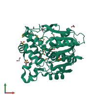 PDB entry 4f0j coloured by chain, front view.