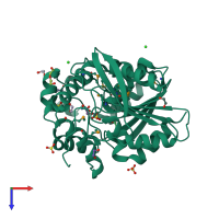 PDB entry 4f0j coloured by chain, top view.