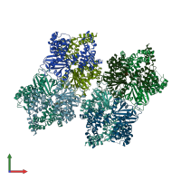 PDB entry 4f0x coloured by chain, front view.