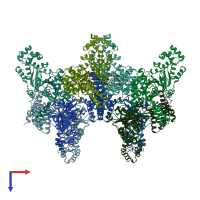 PDB entry 4f0x coloured by chain, top view.