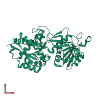 PDB entry 4f11 coloured by chain, front view.