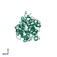 PDB entry 4f18 coloured by chain, side view.