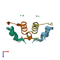 PDB entry 4f1c coloured by chain, top view.