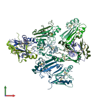 PDB entry 4f1e coloured by chain, front view.