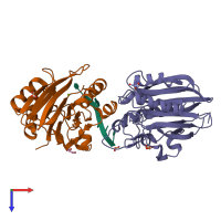 PDB entry 4f1h coloured by chain, top view.