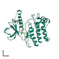 PDB entry 4f1t coloured by chain, front view.