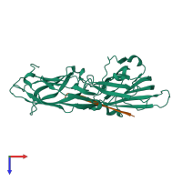 PDB entry 4f1z coloured by chain, top view.