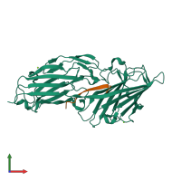 PDB entry 4f20 coloured by chain, front view.