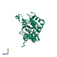 PDB entry 4f22 coloured by chain, side view.