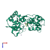 PDB entry 4f22 coloured by chain, top view.