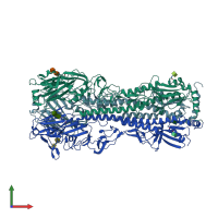 PDB entry 4f23 coloured by chain, front view.