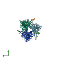 PDB entry 4f23 coloured by chain, side view.