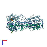 PDB entry 4f23 coloured by chain, top view.