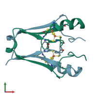 PDB entry 4f28 coloured by chain, front view.