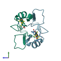 PDB entry 4f28 coloured by chain, side view.