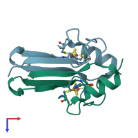 PDB entry 4f28 coloured by chain, top view.