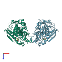 PDB entry 4f2b coloured by chain, top view.