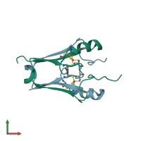 PDB entry 4f2c coloured by chain, front view.