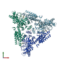 PDB entry 4f2d coloured by chain, front view.
