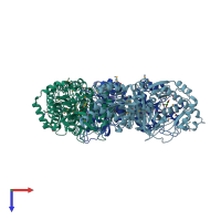 PDB entry 4f2d coloured by chain, top view.