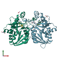 PDB entry 4f2p coloured by chain, front view.