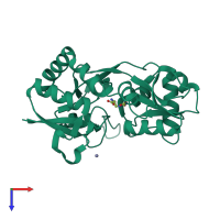 PDB entry 4f2q coloured by chain, top view.