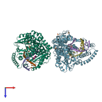 PDB entry 4f2r coloured by chain, top view.