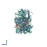 PDB entry 4f2s coloured by chain, side view.