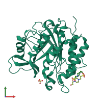 PDB entry 4f2u coloured by chain, front view.