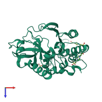 PDB entry 4f2u coloured by chain, top view.