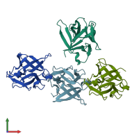 PDB entry 4f34 coloured by chain, front view.