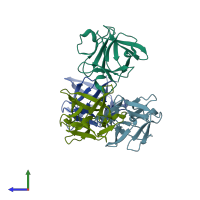PDB entry 4f34 coloured by chain, side view.