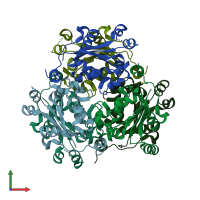 PDB entry 4f36 coloured by chain, front view.