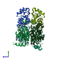 PDB entry 4f36 coloured by chain, side view.