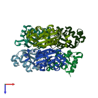 PDB entry 4f36 coloured by chain, top view.