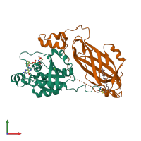 PDB entry 4f38 coloured by chain, front view.