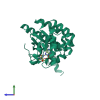 PDB entry 4f3h coloured by chain, side view.