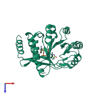 PDB entry 4f3h coloured by chain, top view.