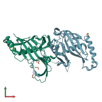 PDB entry 4f3m coloured by chain, front view.