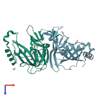 PDB entry 4f3m coloured by chain, top view.