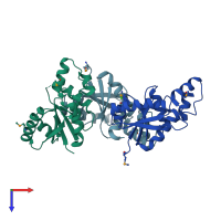 PDB entry 4f3r coloured by chain, top view.