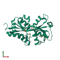 PDB entry 4f3s coloured by chain, front view.
