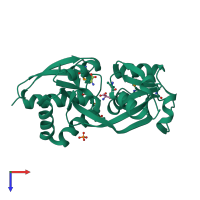 PDB entry 4f3s coloured by chain, top view.