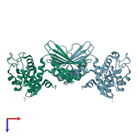 PDB entry 4f3y coloured by chain, top view.