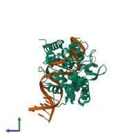PDB entry 4f43 coloured by chain, side view.